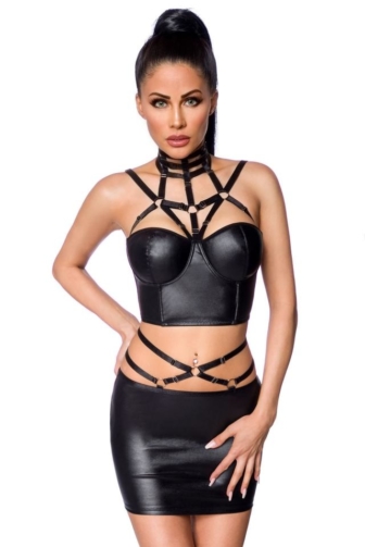 Harness-Wetlook-Set mit Rock